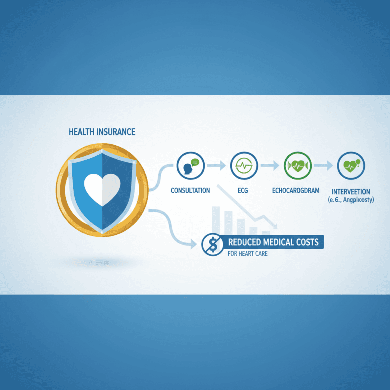 Đồ họa minh họa bảo hiểm y tế giảm chi phí khám tim mạch